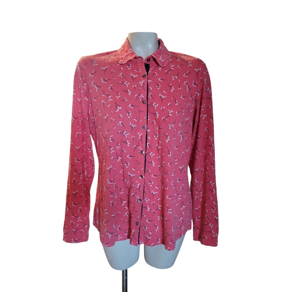 Boden Womens Pink Floral Button-Up‎ Shirt 10 Long Sleeve Lightweight designer